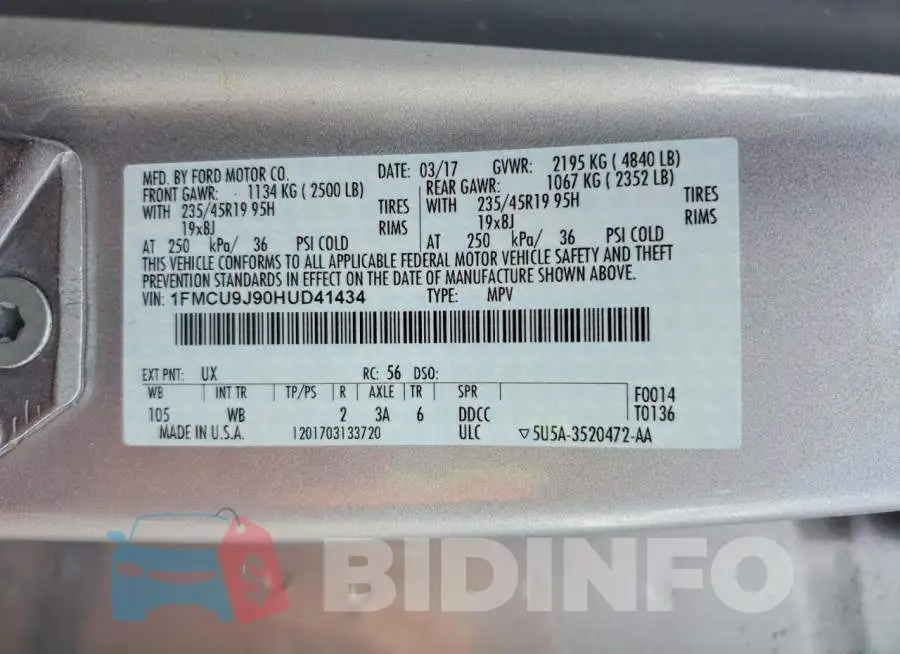 1FMCU9J90HUD41434 Photo# 13