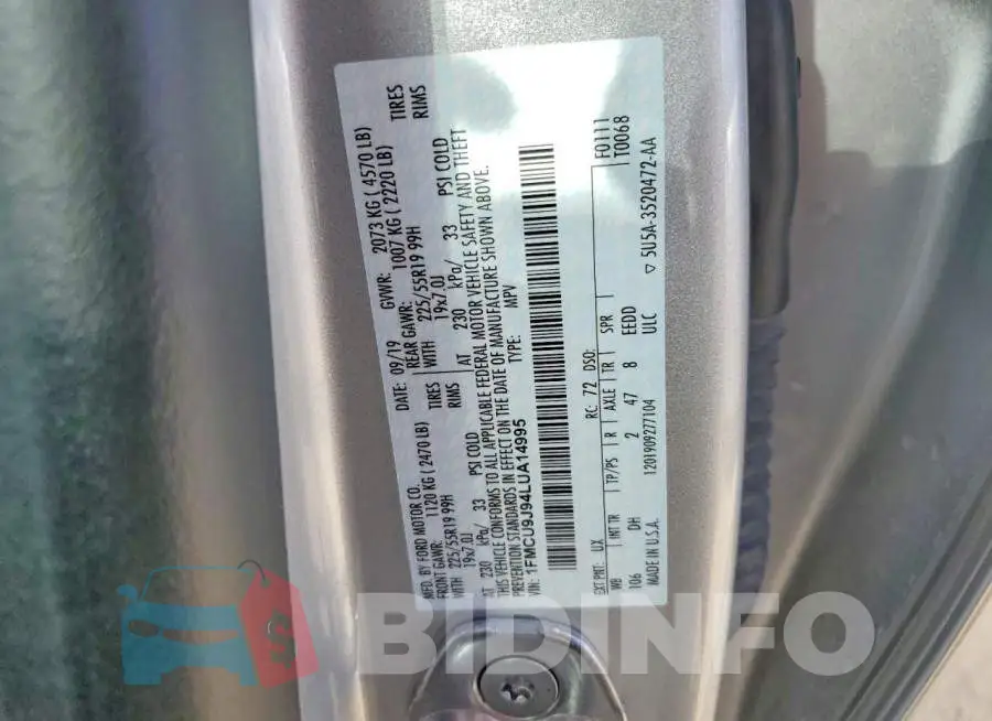 1FMCU9J94LUA14995 Photo# 13
