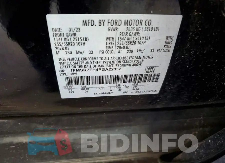 1FMSK7FH4PGA22332 Photo# 14