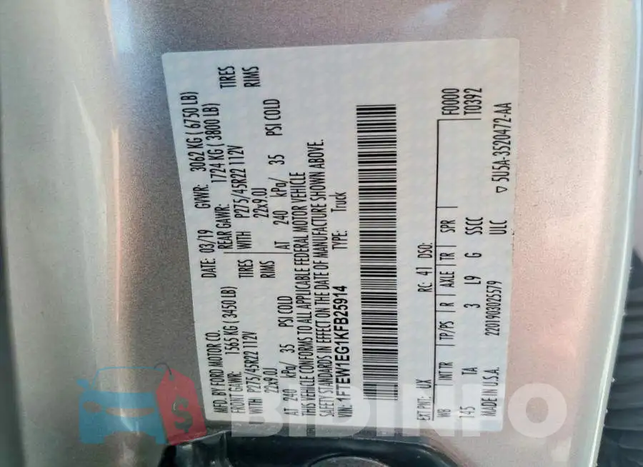 1FTEW1EG1KFB25914 Photo# 12