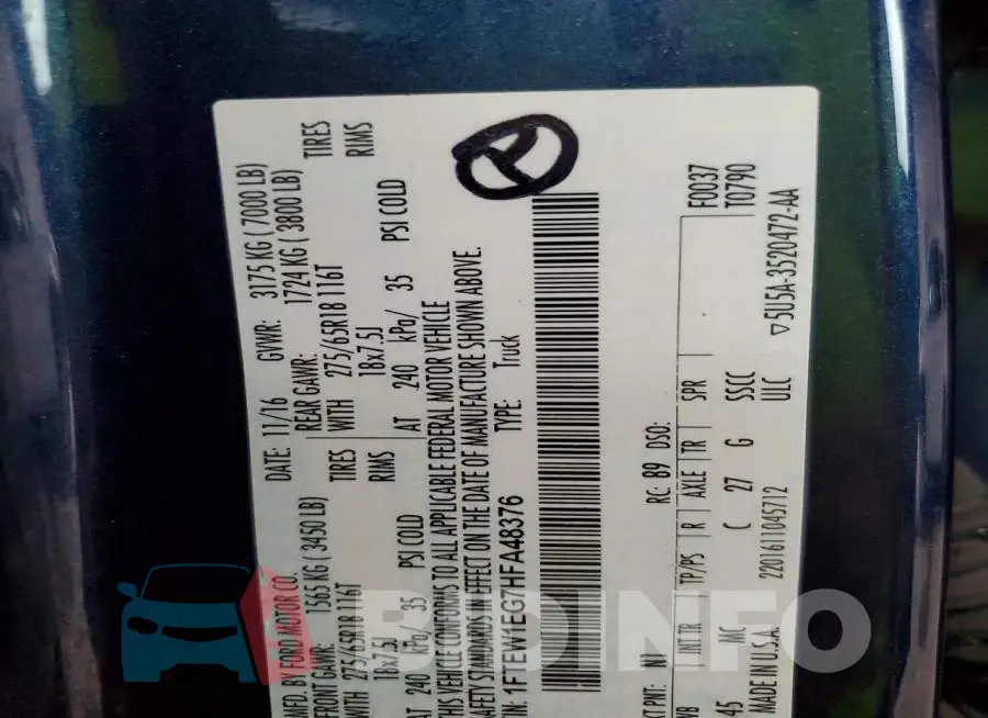 1FTEW1EG7HFA48376 Photo# 13