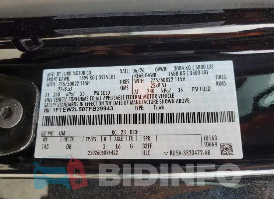 1FTEW2L50TFB39943 Photo# 12