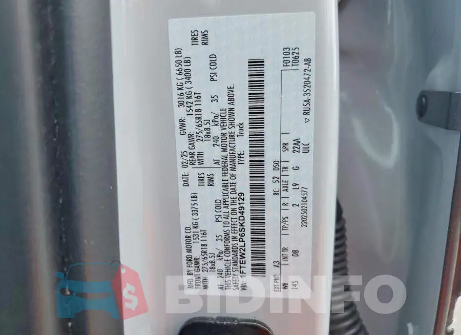 1FTEW2LP6SKD49129 Photo# 12