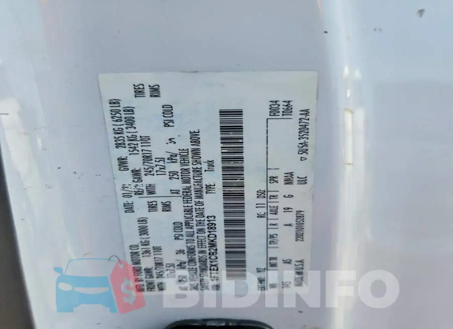 1FTEX1CB2MKD18913 Photo# 12