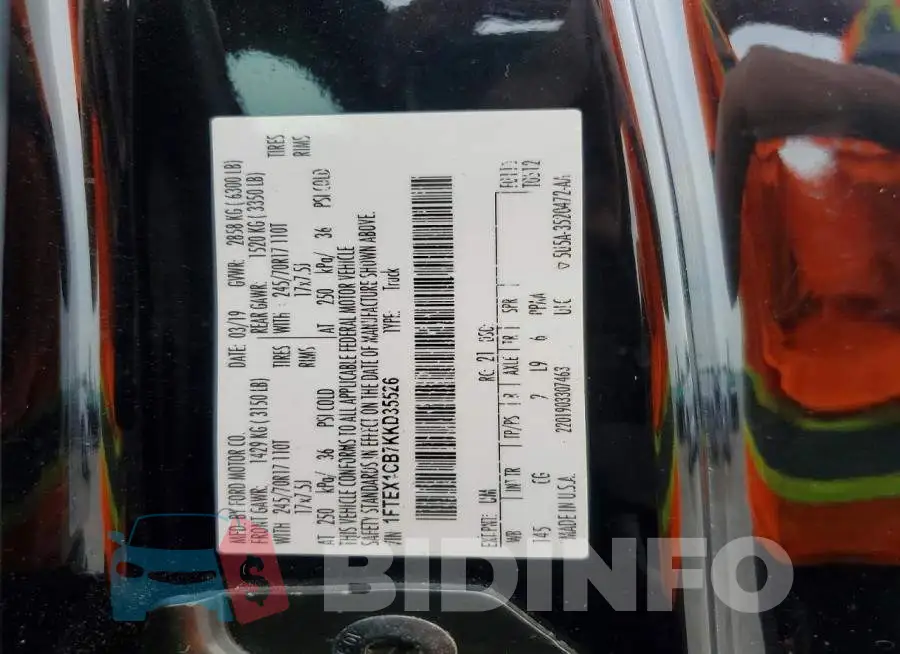 1FTEX1CB7KKD35526 Photo# 12