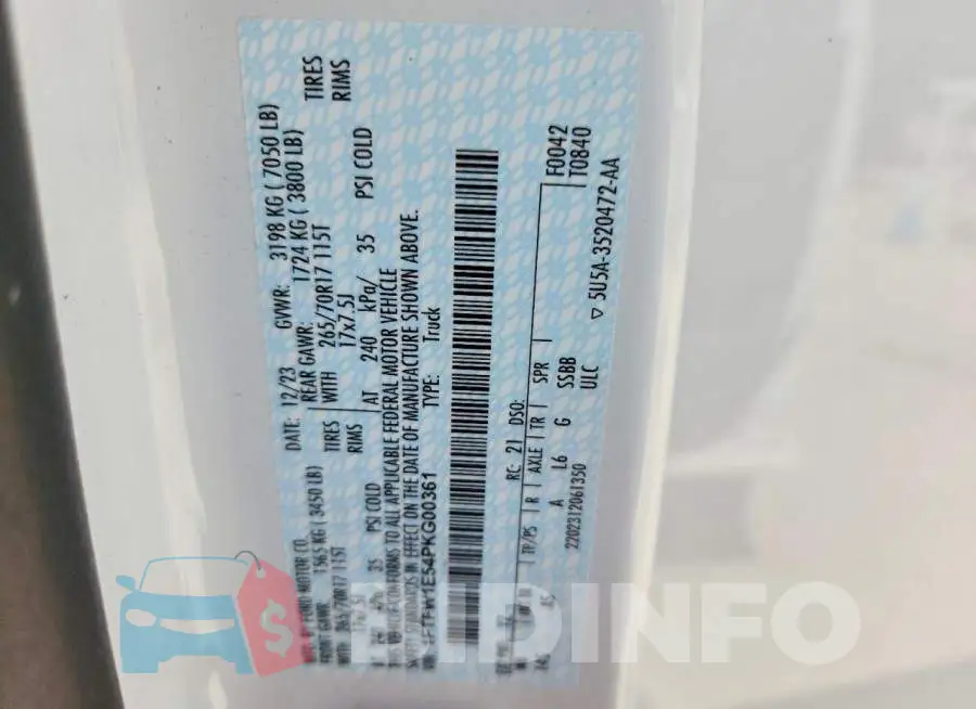 1FTFW1E54PKG00361 Photo# 12