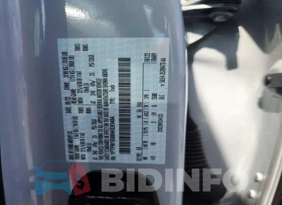 1FTFW1E88NKE93404 Photo# 12