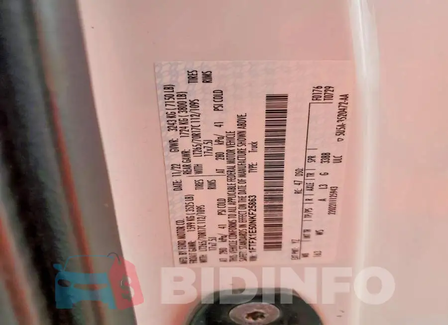 1FTFX1E50NKF25863 Photo# 12