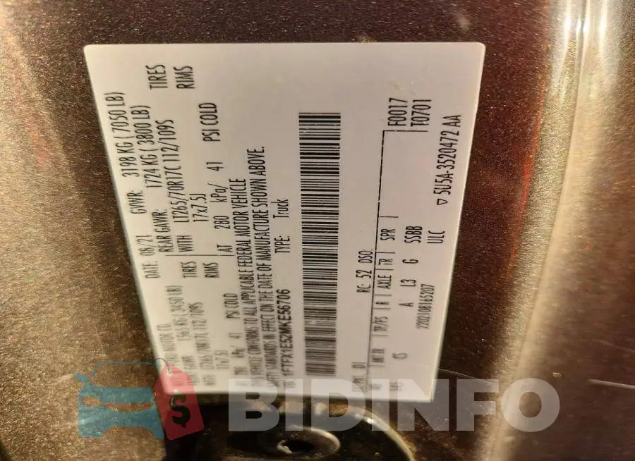 1FTFX1E52MKE56706 Photo# 12