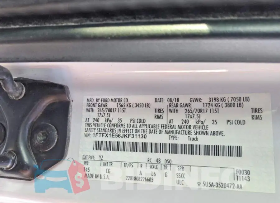 1FTFX1E56JKF31130 Photo# 12