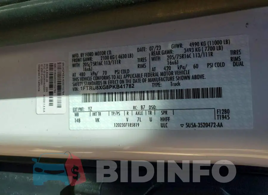 1FTRU8XG8PKB41782 Photo# 13