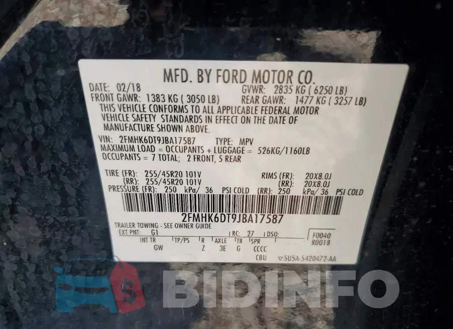 2FMHK6DT9JBA17587 Photo# 14