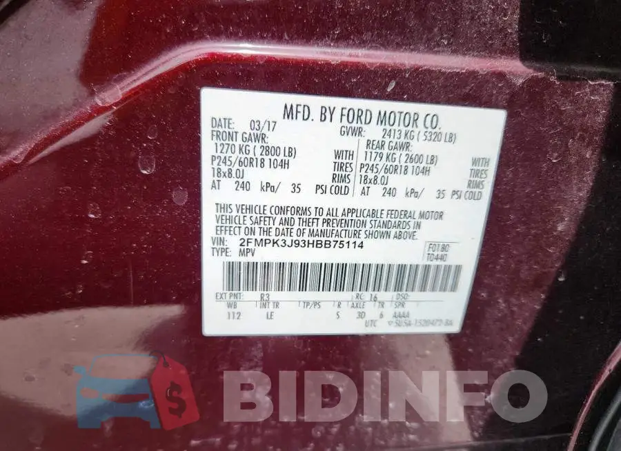 2FMPK3J93HBB75114 Photo# 13
