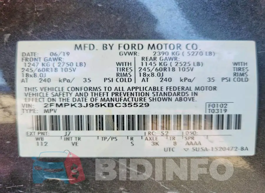 2FMPK3J95KBC35529 Photo# 13
