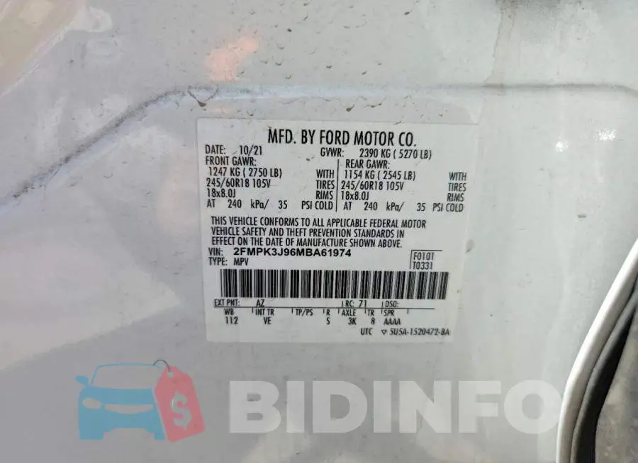 2FMPK3J96MBA61974 Photo# 13