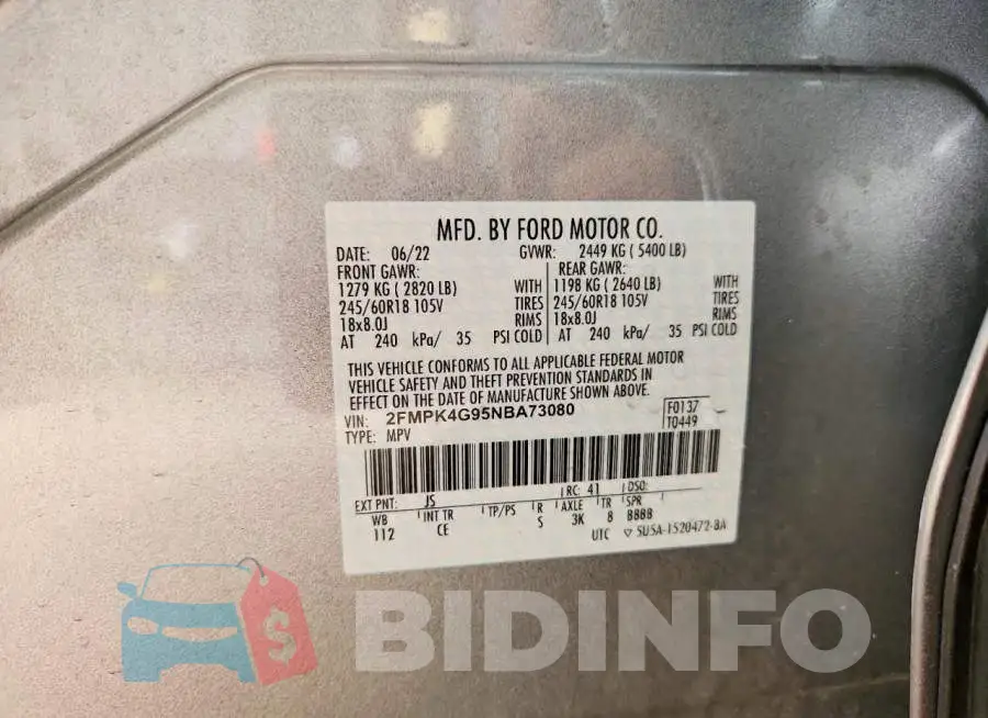 2FMPK4G95NBA73080 Photo# 13