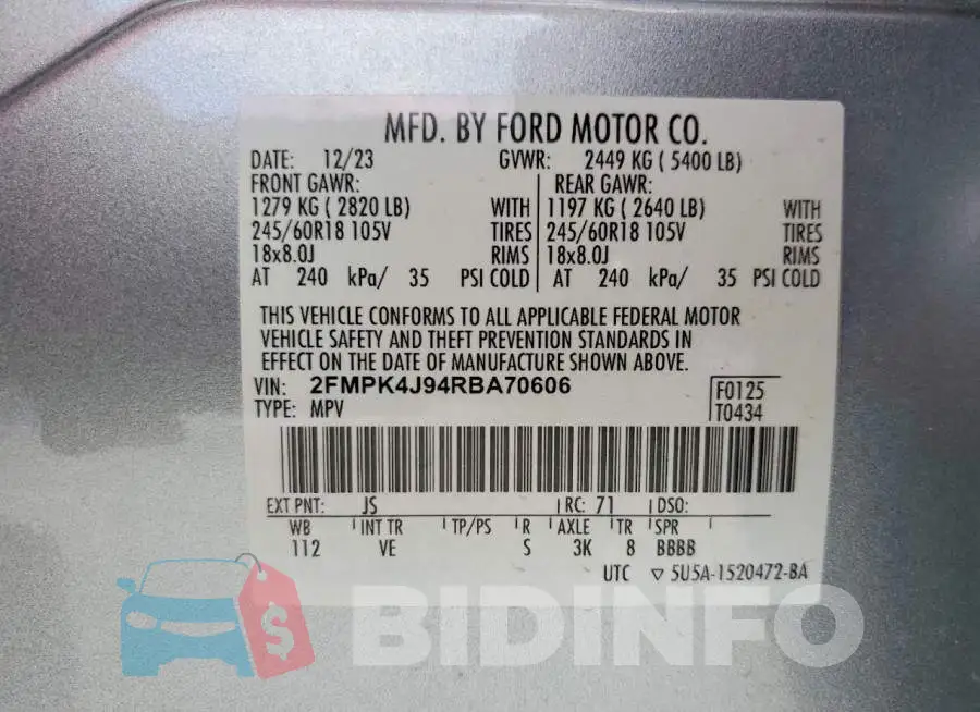 2FMPK4J94RBA70606 Photo# 13