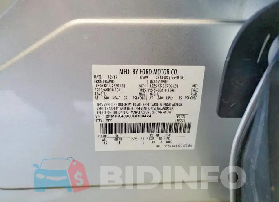 2FMPK4J98JBB30424 Photo# 13