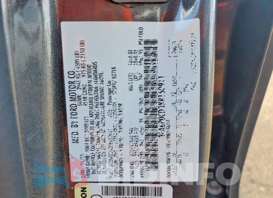 3FA6P0CD3KR150911 Photo# 12