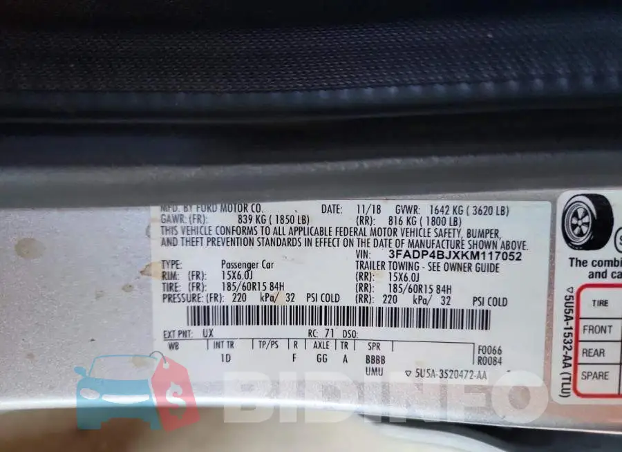 3FADP4BJXKM117052 Photo# 12