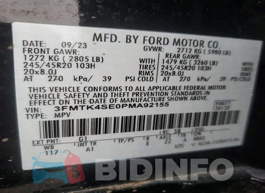 3FMTK4SE0PMA92155 Photo# 13