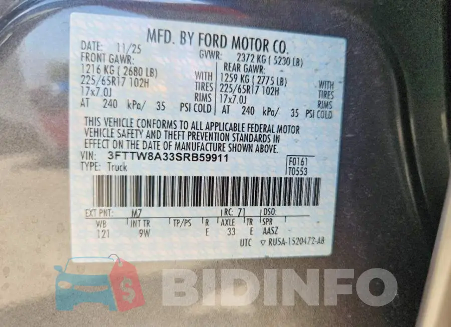 3FTTW8A33SRB59911 Photo# 13