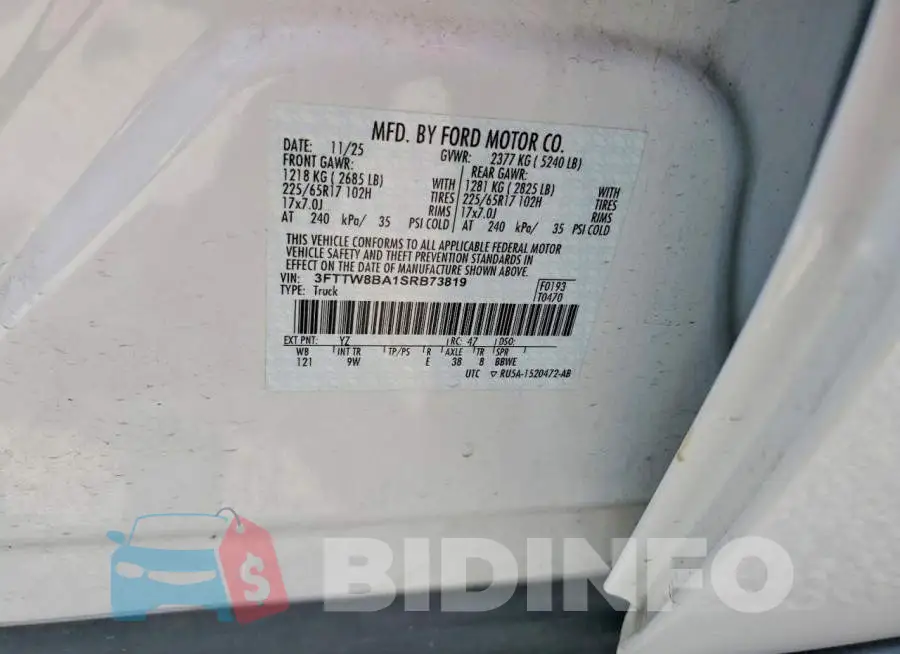 3FTTW8BA1SRB73819 Photo# 12