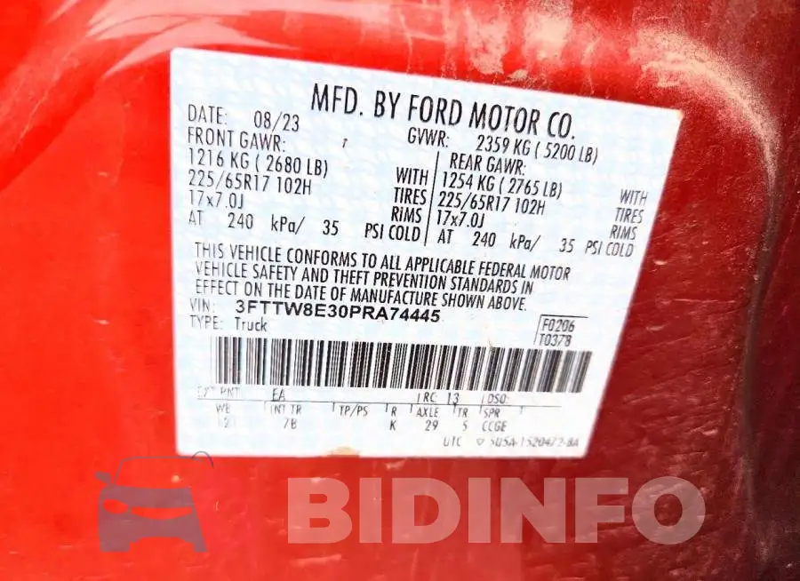 3FTTW8E30PRA74445 Photo# 13