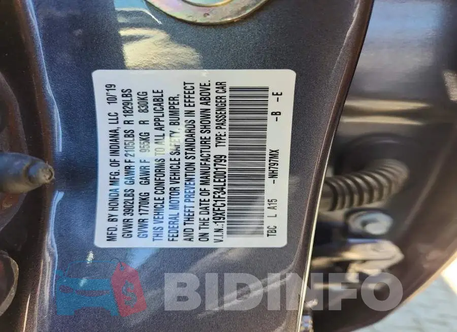19XFC1F34LE001799 Photo# 12