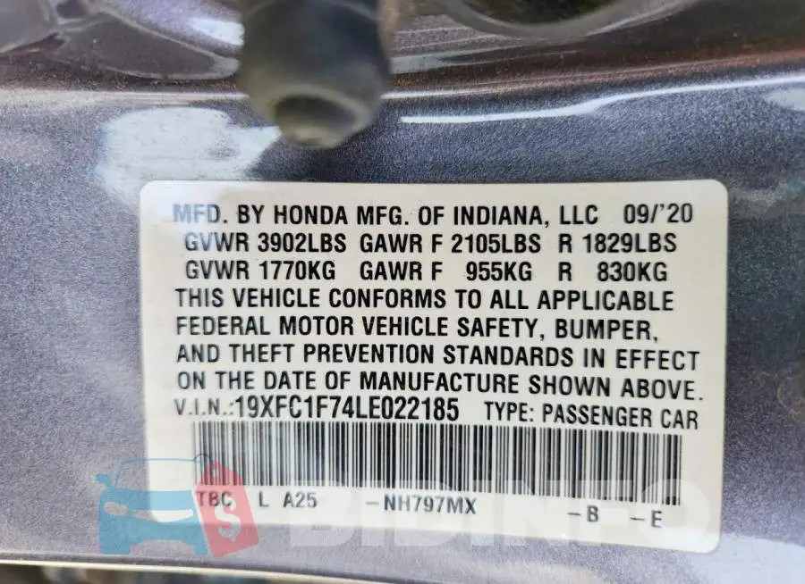 19XFC1F74LE022185 Photo# 12