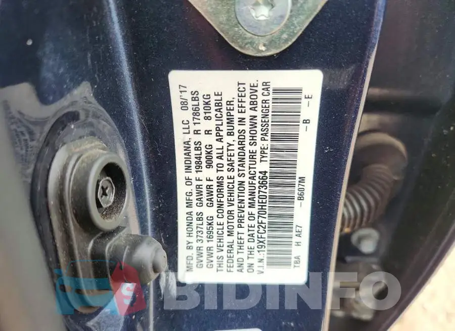 19XFC2F70HE073664 Photo# 13
