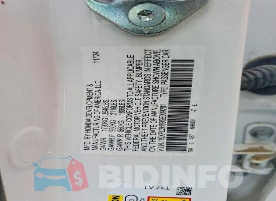 19XFL2H89SE009281 Photo# 12