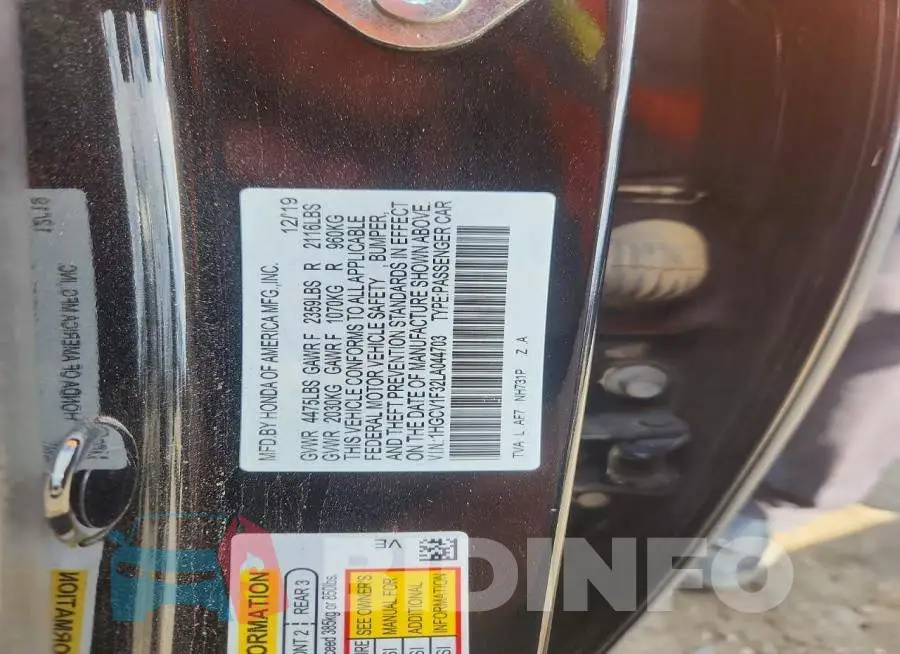 1HGCV1F32LA044703 Photo# 12
