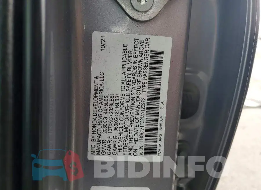 1HGCV1F32MA120972 Photo# 12