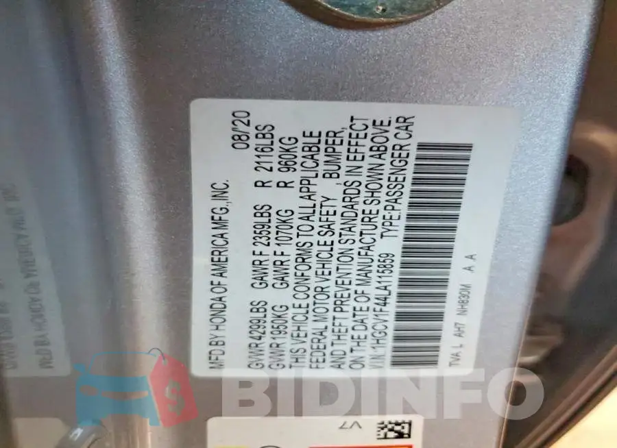 1HGCV1F44LA115859 Photo# 12