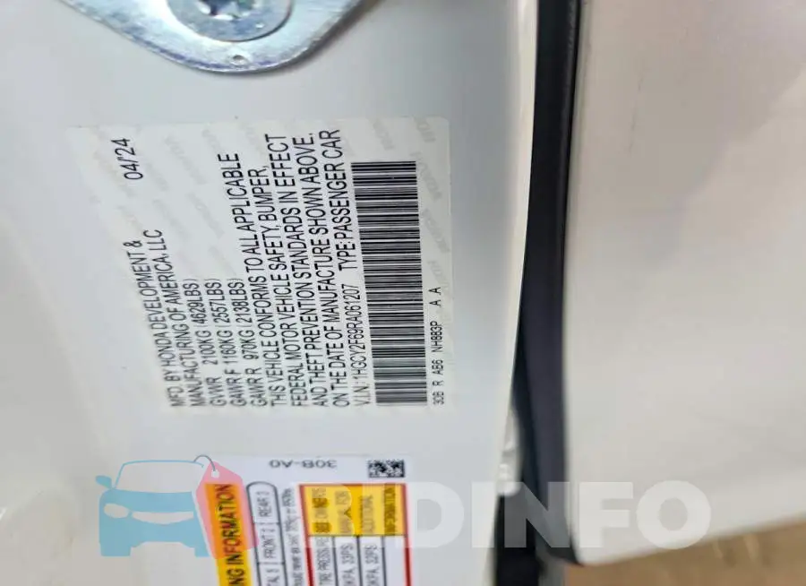 1HGCY2F69RA061207 Photo# 13