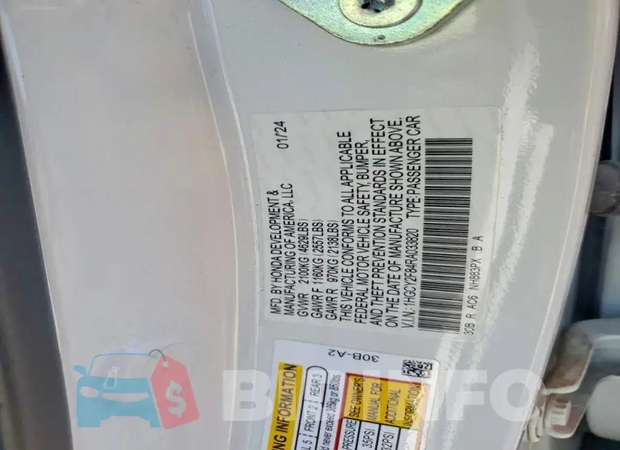 1HGCY2F84RA033820 Photo# 12