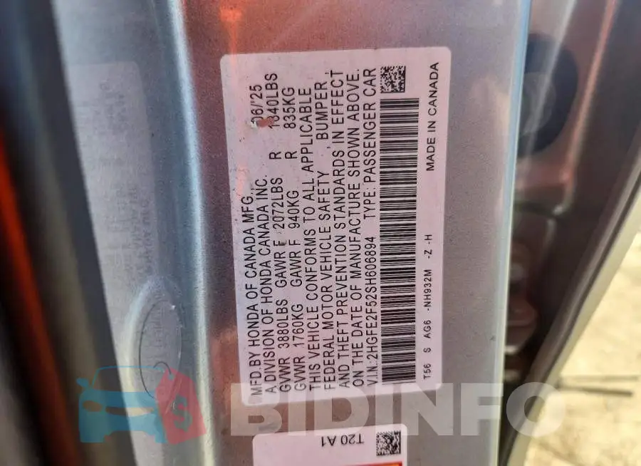 2HGFE2F52SH606894 Photo# 12