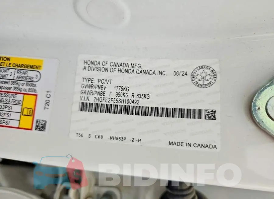 2HGFE2F55SH100492 Photo# 12