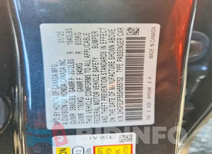 2HGFE2F56SH565752 Photo# 12