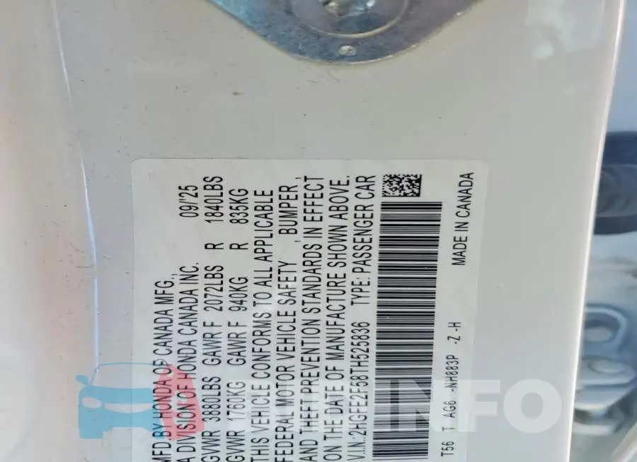 2HGFE2F58TH525836 Photo# 12