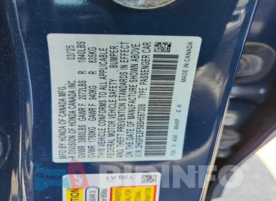 2HGFE2F59SH587308 Photo# 12