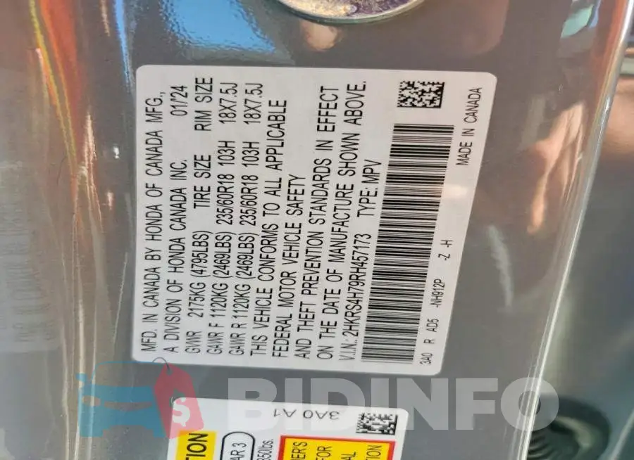 2HKRS4H79RH457173 Photo# 13