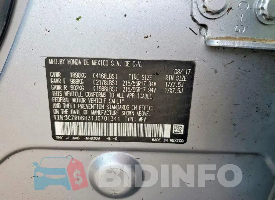 3CZRU6H31JG701344 Photo# 13