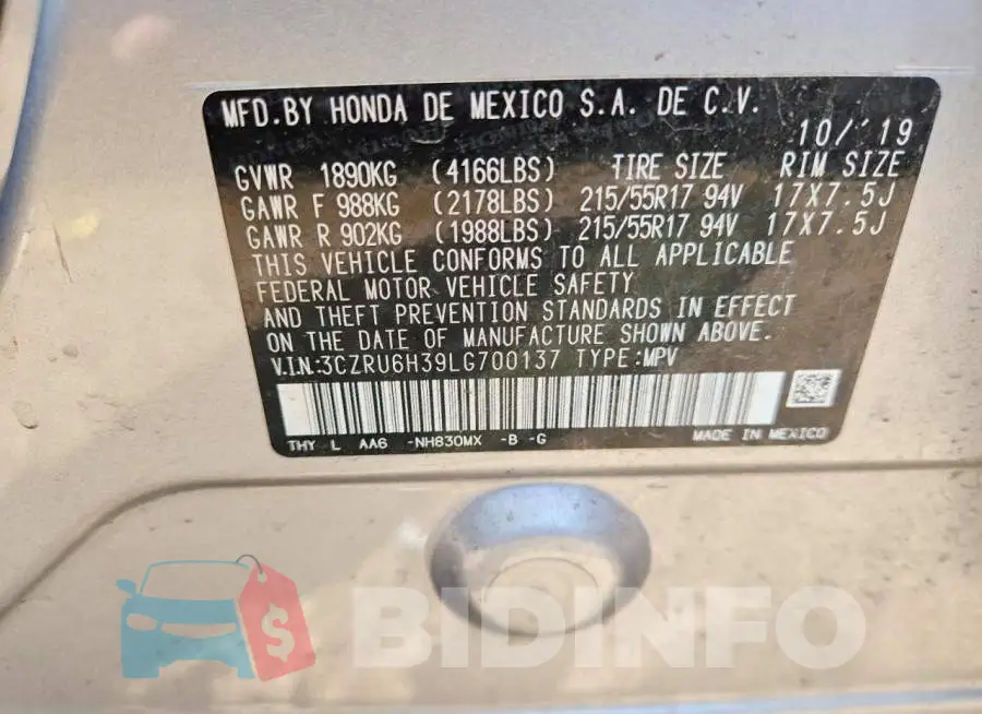 3CZRU6H39LG700137 Photo# 14
