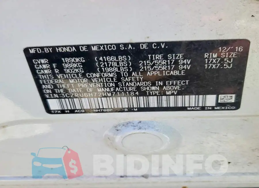 3CZRU6H72HM711184 Photo# 13
