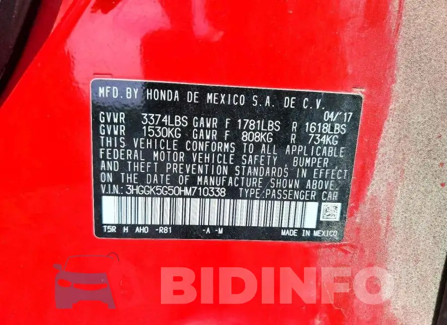 3HGGK5G50HM710338 Photo# 12