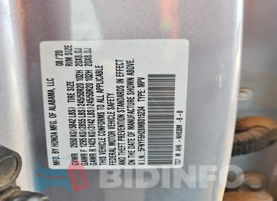 5FNYF6H28MB015234 Photo# 13