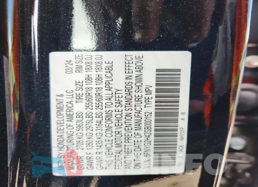 5FNYG2H42SB000152 Photo# 14