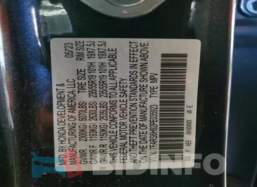 7FARS6H92PE035923 Photo# 13